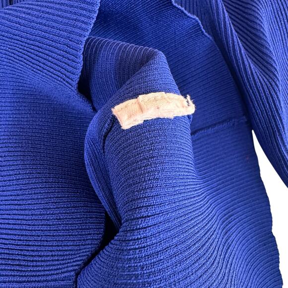 Helmut Lang Royal Blue Raglan Asymmetric Rib Knit Top - Picture 7 of 7